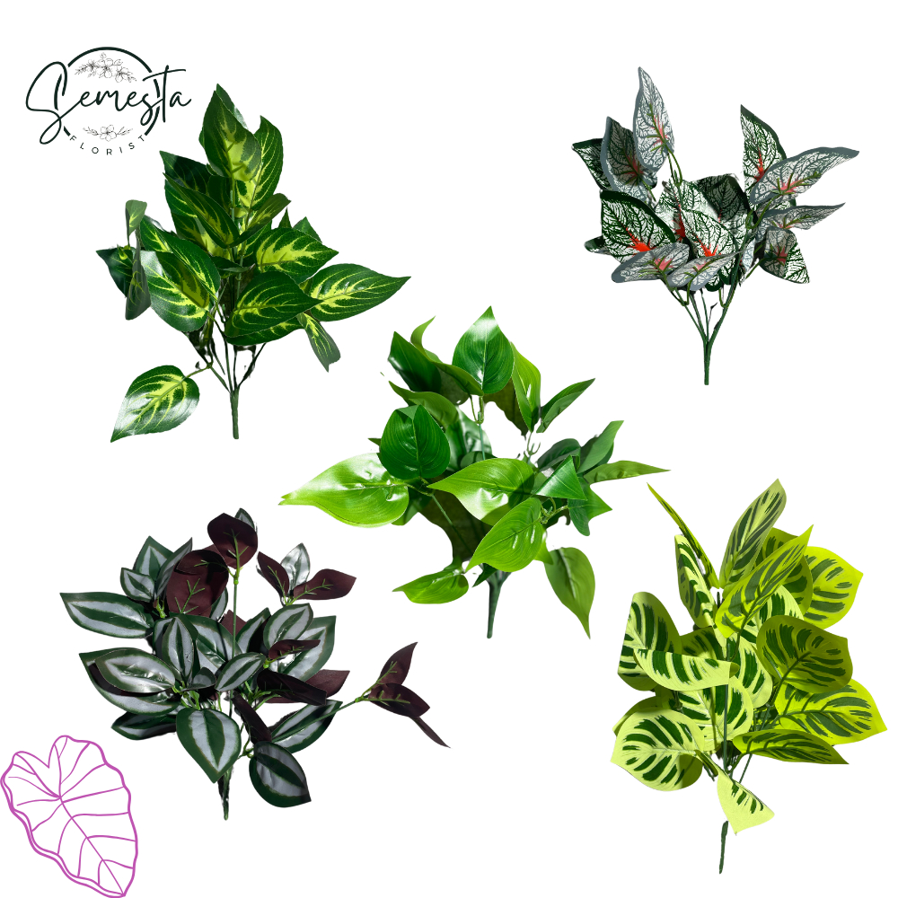 Tanaman Hias Palsu Tanpa Pot Daun Keladi Plastik Bunga Artificial Dekorasi Ruangan / CZ-016