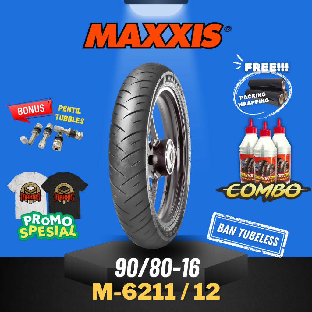 [READY COD] MAXXIS M6211 / M6212  90 - 80 - 16  / BAN MAXXIS 90/80-16 / 90-80-16 TUBELESS BAN LUAR /