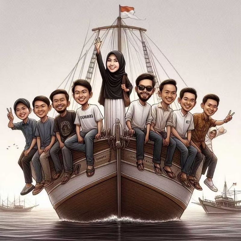 Edit foto karikatur perpisahan/kado ulang tahun/kado perpisahan