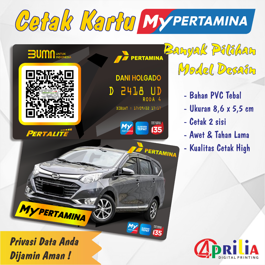

ID Card / Kartu QR my Pertamina Bahan PVC Cetak 2 Sisi