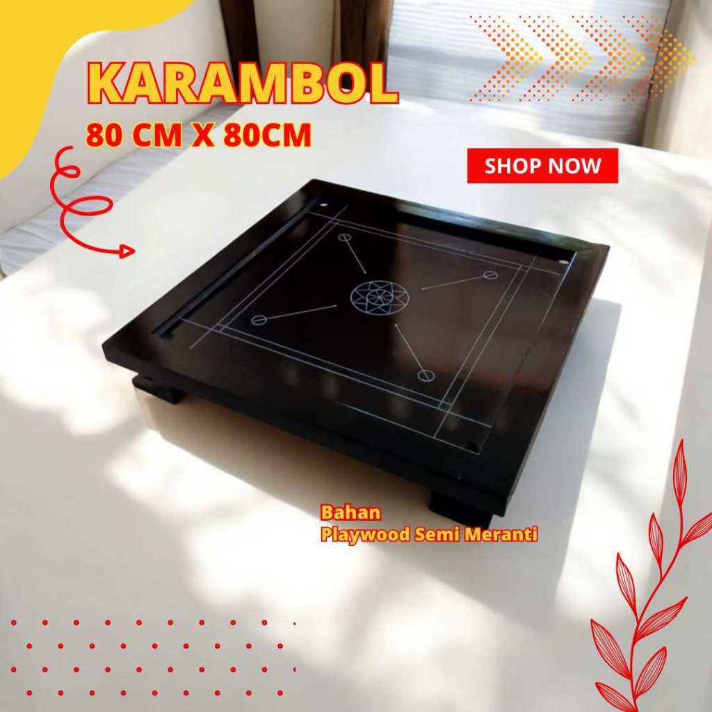 Papan Meja Karambol Sultan Berkualitas Playwood lis Kayu Jati Ukuran 80cm x 80cm Warna Hitam  PL80.6