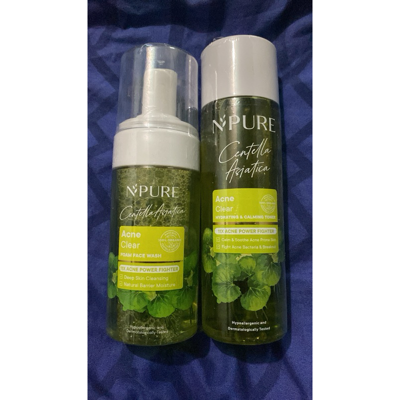 NPURE【BUNDLE HEMAT】Cica Toner 150 ml + Cica Face Wash 100 ml / Kulit berjerawat / kombinasi / bermin