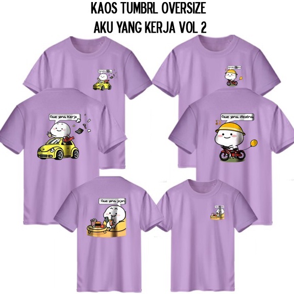 ART X4O8 Kaos Couple Keluarga Ayah Ibu Anak Motif Pentol Yang Kerja Yang Healing Yang Jajan Warna Li