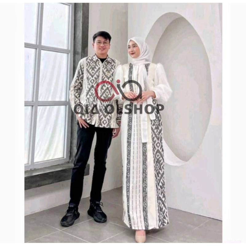 BAJU TENUN IKAT COUPLE PADMA, BAJU TENUN IKAT VIRAL, VEST TENU  IKAT WANITA PANJANG