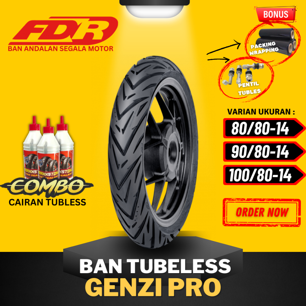 [READY COD] BAN FDR TUBLES RING 14 GENZI PRO TUBELESS ( 80/80-14 / 90/80-14 / 100/80-14) / BAN MOTOR