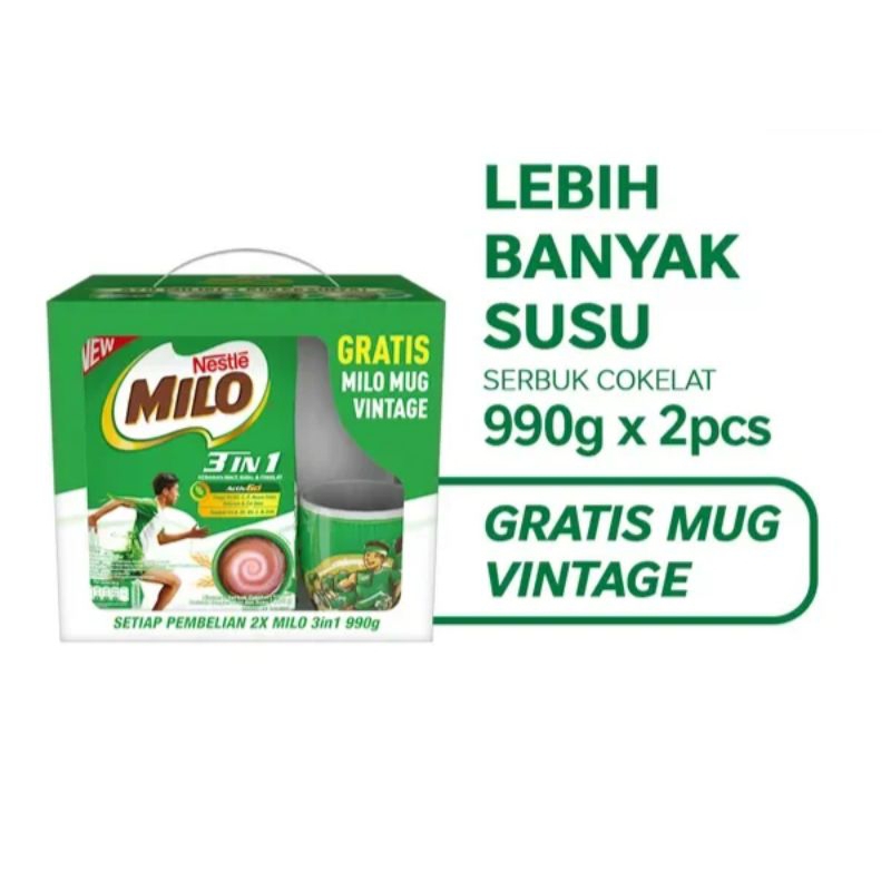 

Milo 3IN1 990gr x 2pcs Gratis Milo Mug Vintage