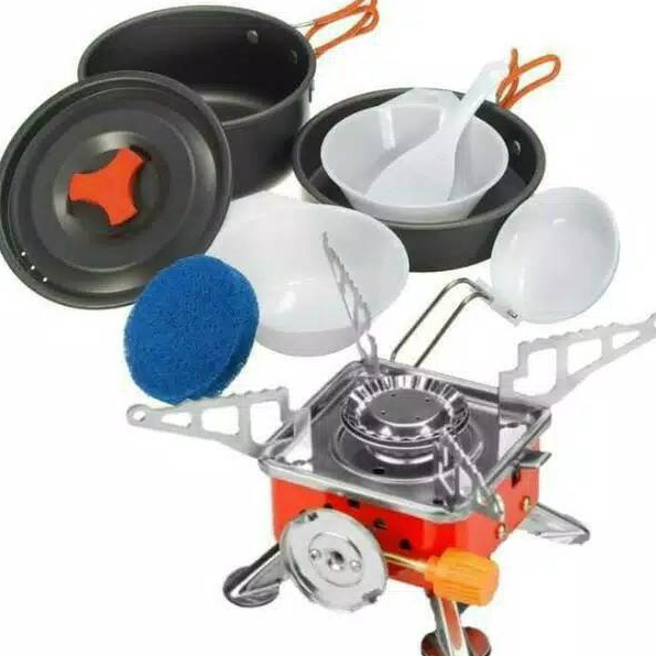 Dijamin Terbaik  paket cooking set 2  3 orang  kompor kotak Paket alat masak camping cooking set ds 