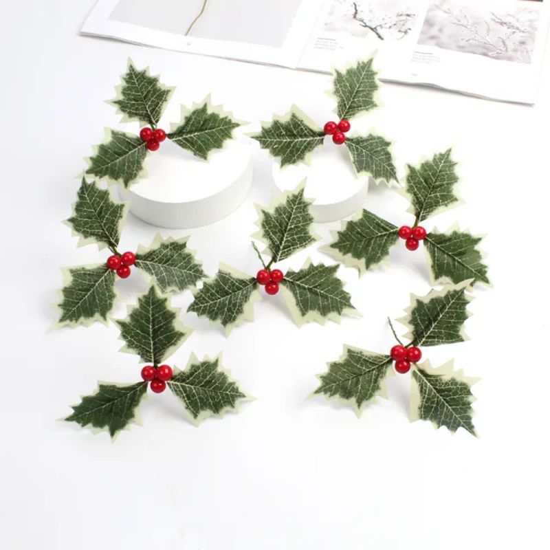 Daun Hijau Cherry Dekorasi Parcel Murah Hiasan Kado Natal Daun Cherry Hiasan Garland Natal Dekorasi 