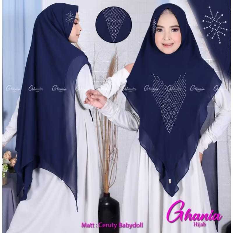 HIJAB SYAR'I KHIMAR JUMBO DUA LAYER MOTIF PARI PAKAI PAYET DIDEPAN MODEL MEWAH