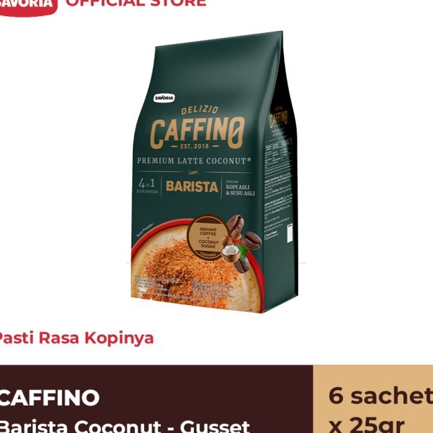 

SUPER Caffino Barista Coconut Gusset Bubuk Kopi 6 Sachet x 25g