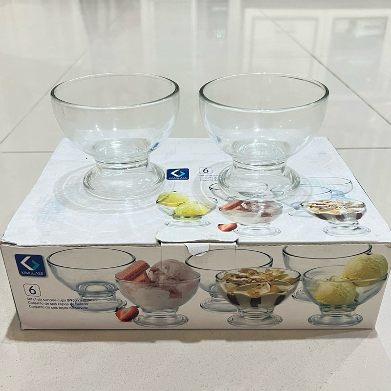 Satu Set Mangkok Gelas Es Krim Kaca Imperial Kimglass isi 6