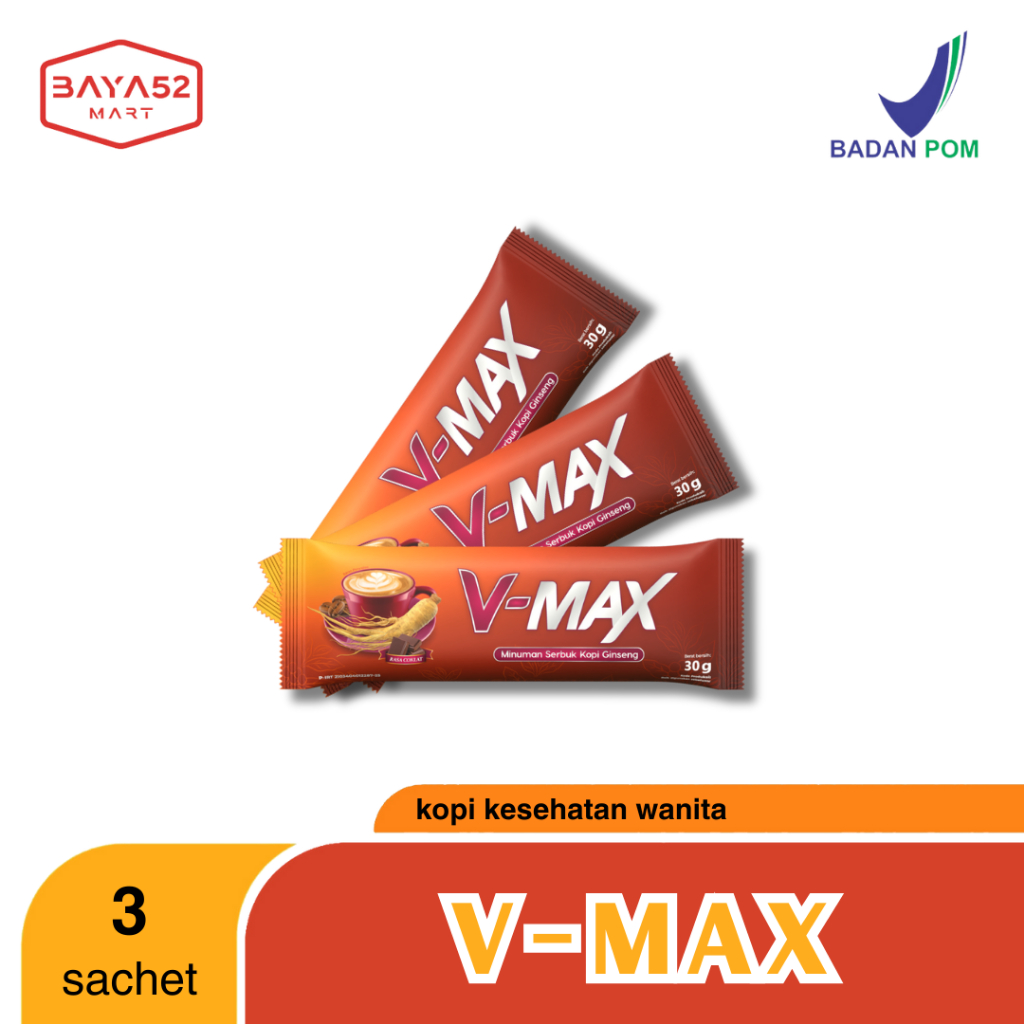 

V-MAX Kopi Ginseng Rasa Cokelat Penambah Gairah Sexsual Stamina Wanita 1 Sachet @30 Gram