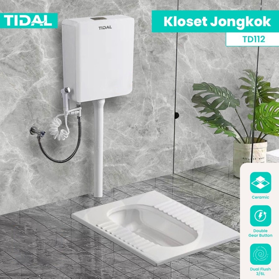 TIDAL KLOSET JONGKOK OTOMATIS TIDAL TD112 TD 112 / CLOSET JONGKOK FLUSH KOMPLIT SET PUTIH