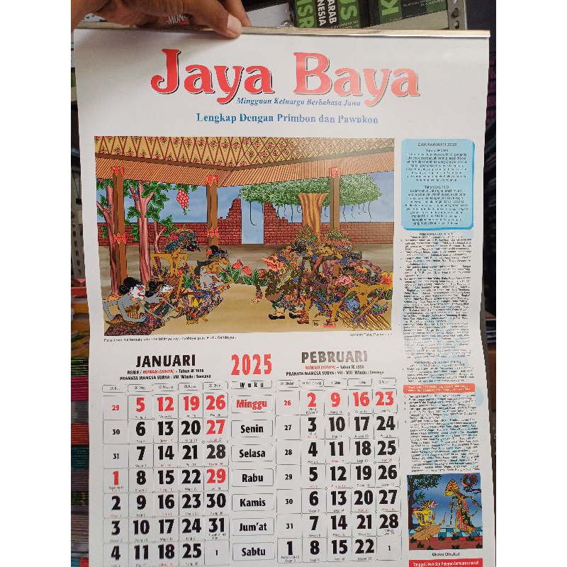 

Kalender Jaya Baya 2025 Lengkap Dengan Primbon dan Pawukon 39x 56 cm Kalender dinding Jowo Joyoboyo Wuku Jayabaya Joyo boyo hari baik dll