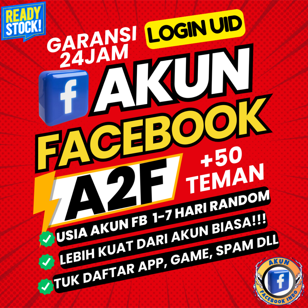 JUAL AKUN FACEBOOK A2F +50 TEMAN FRESH UID GARANSI LOGIN 24 JAM - JUAL AKUN FB A2F POLOS KHUSUS LOGI