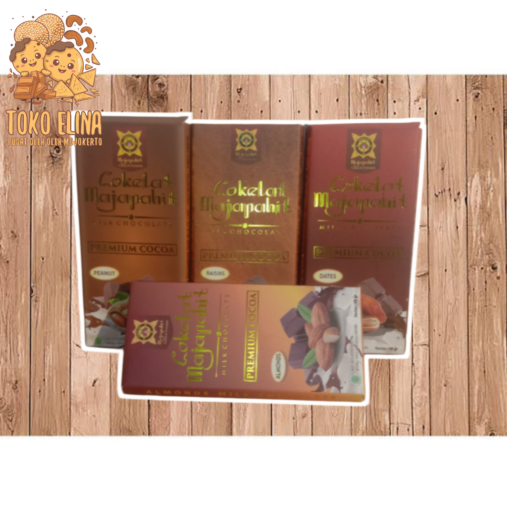 

Cokelat Majapahit, Milk Chocolate, Premium Cocoa, Varian Rasa. Berat bersih 48g