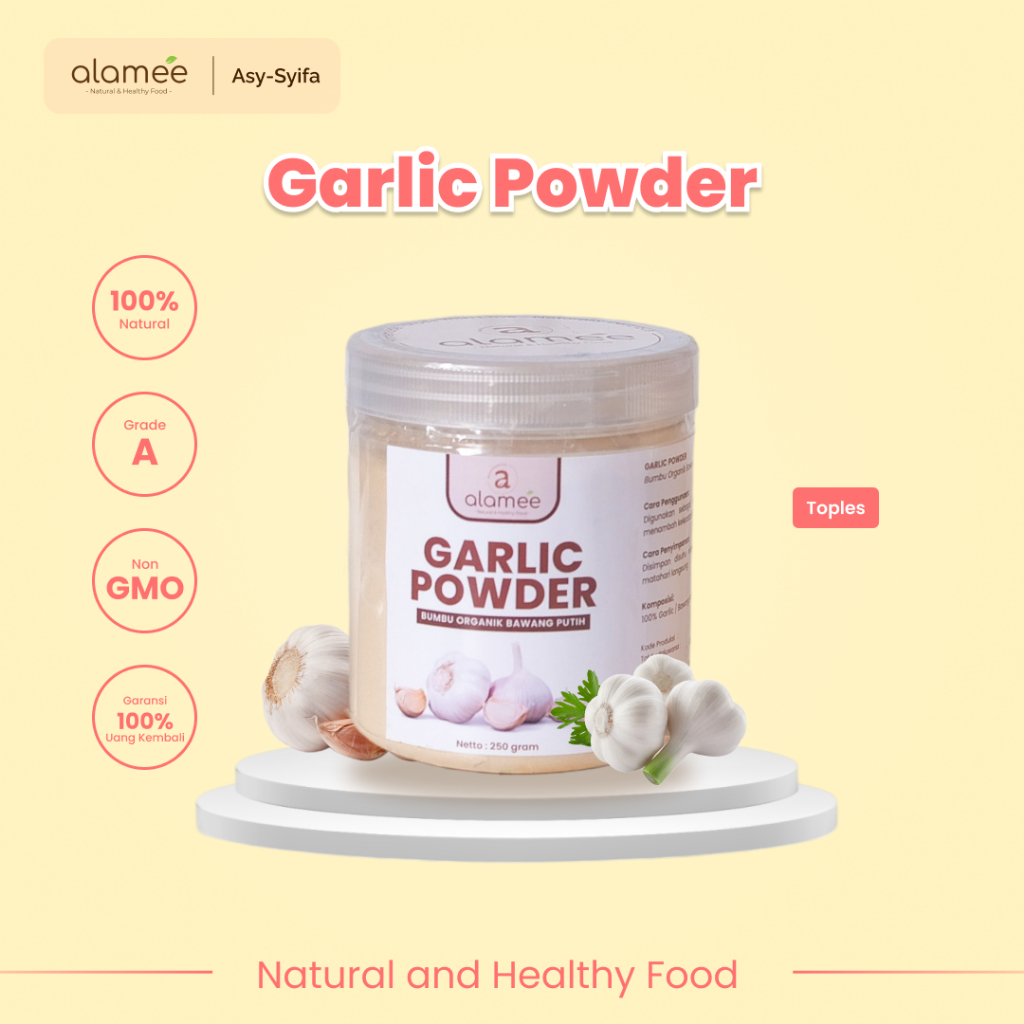 

Bawang Putih Bubuk Garlic Seasoning Powder Bumbu Masak Dapur Organik Rempah Rimpang Murni Asli 250g