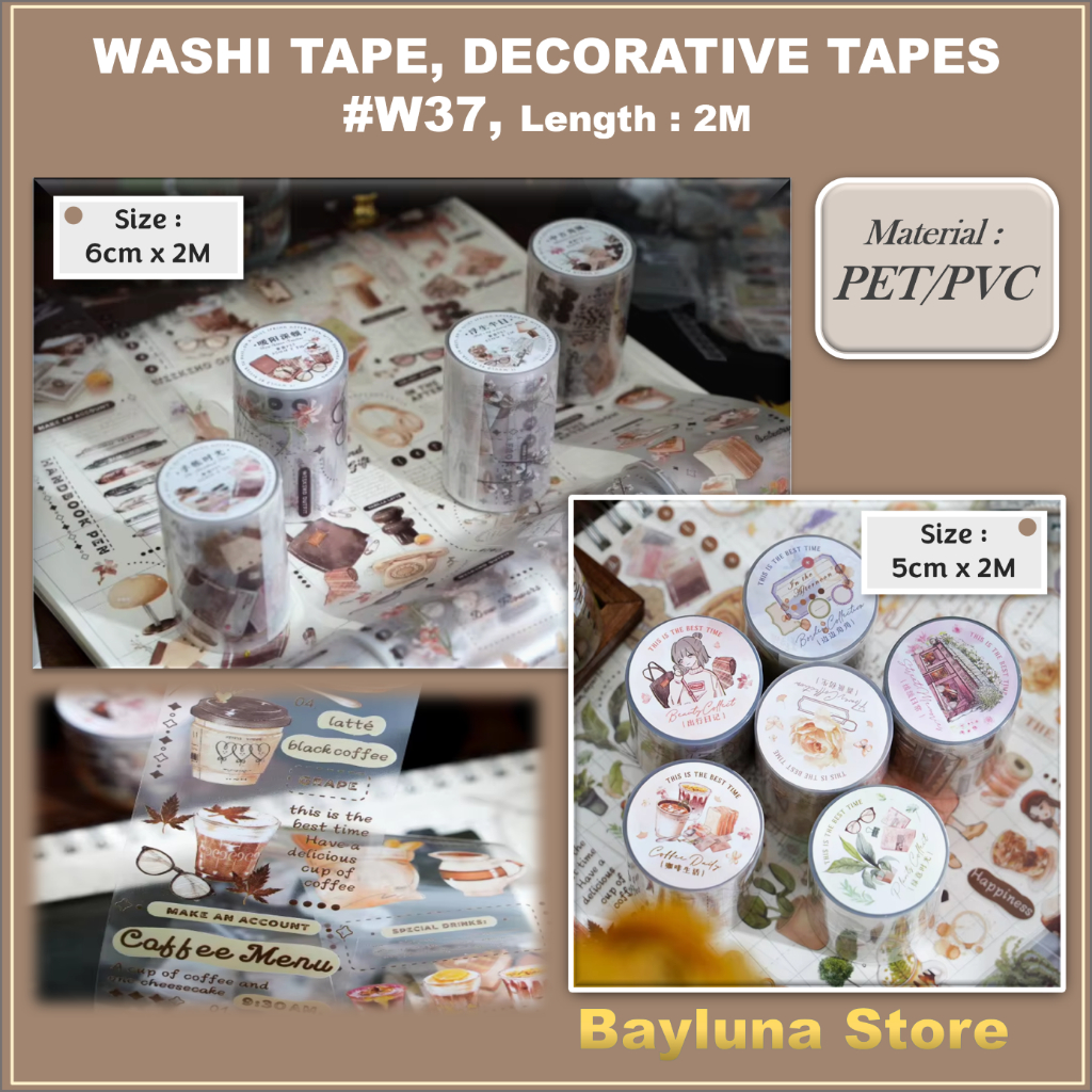 

BYL Washi Tape PET White Ink Tape hand account DIY Decoration Tapes for Scrapbooking Journal #W37