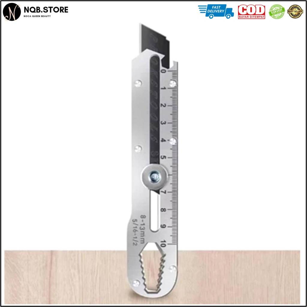 

NQB - CUTTER BESI STAINLESS STEEL Multifungsi Pemotong Serbaguna Pisau Kater 18mm SK + Penggaris Kunci Baut Mistar