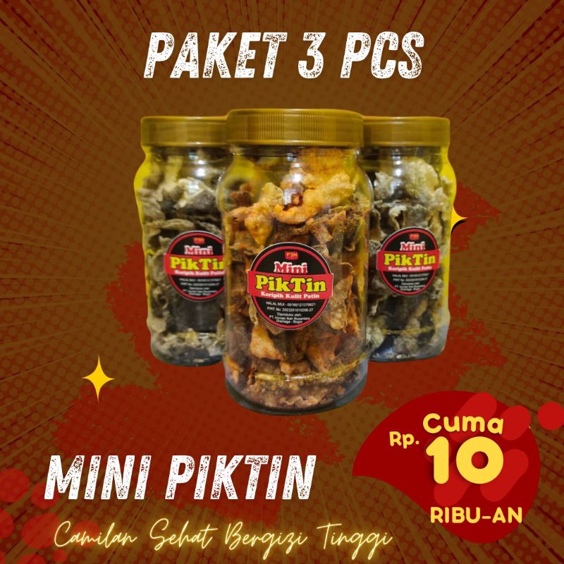 

Paket 3 PCS | Mini Piktin | Keripik Kulit Ikan Patin