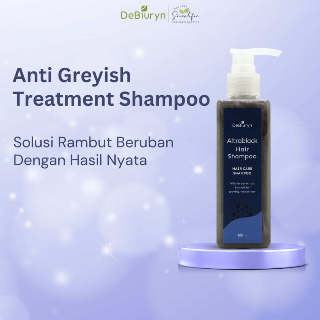 DeBiuryn Altra Black Hair Shampoo 200ml Rambut Uban Tipis Merah Urang Aring Lidah Buaya Menghitamkan