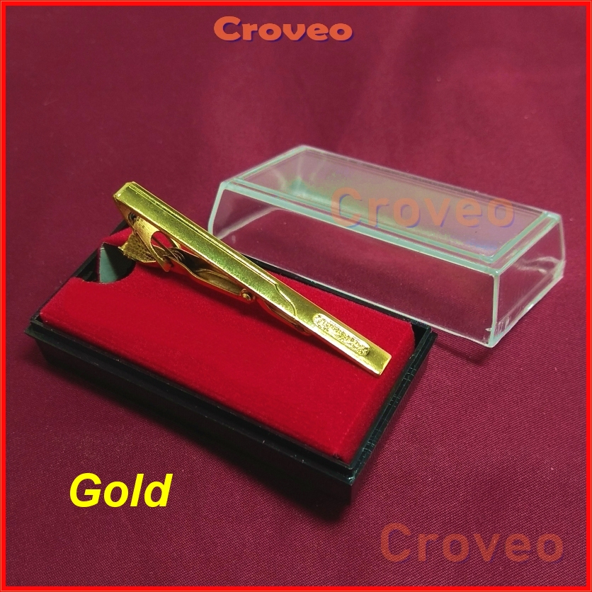 Penjepit Dasi GOLD Klip Import Garis jepitan EMAS Slim Standard Panjang Clip Jepit KUNING Pernikahan