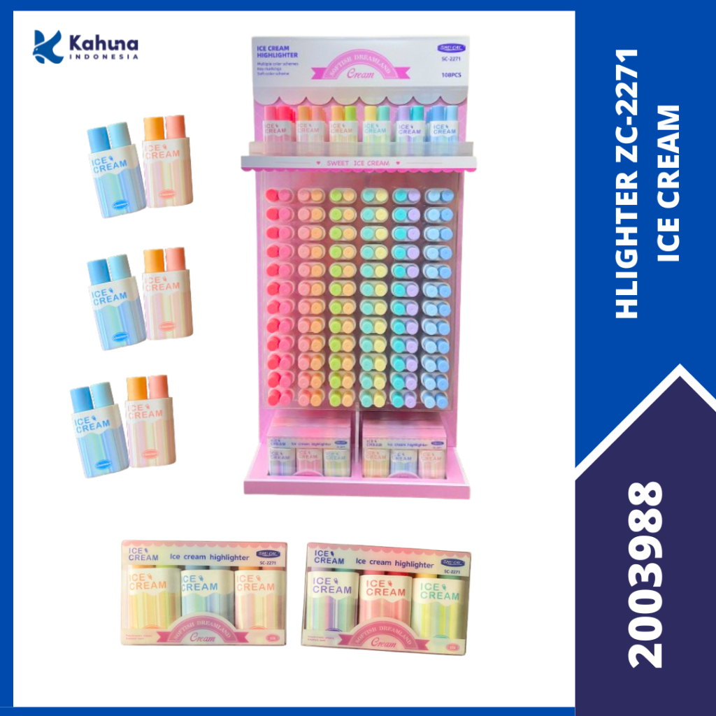 

Highlighter Stabilo Dual Tip 2in1 Pastel Model Ice Cream Lucu ZC-2271 Shu cai [2003988]