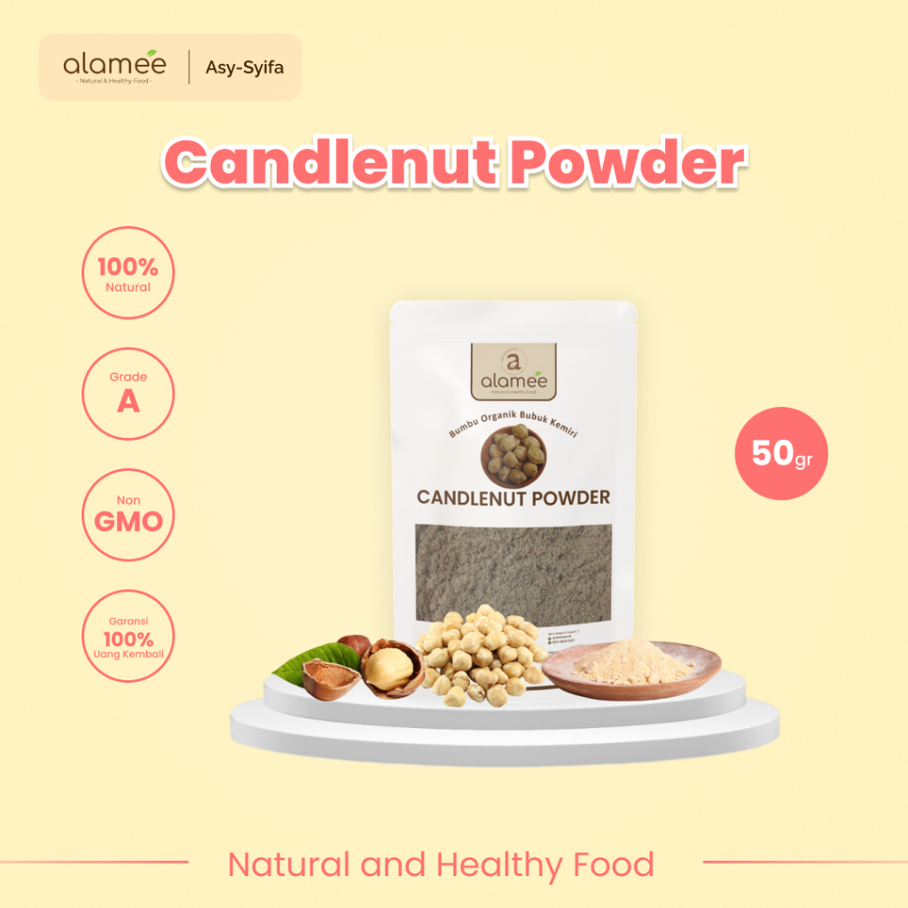

ALAMEE Kemiri Bubuk Candlenut Seasoning Powder Bumbu Dapur Organik Masak Murni Tanpa Campuran 50g