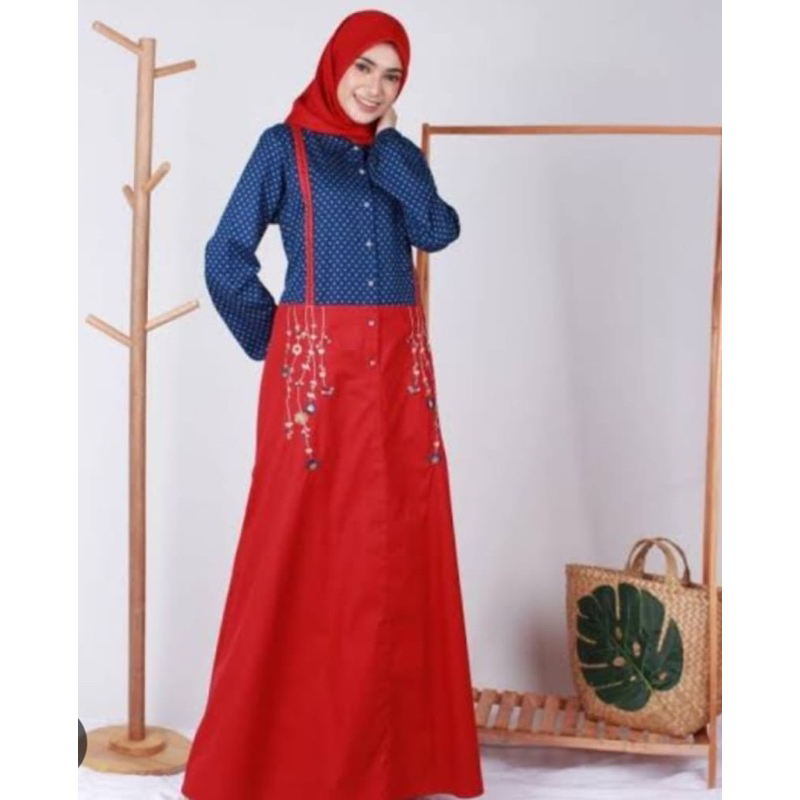 sale 40% / A210820 / abaya dannis XS S M / abaya katun / abaya polkadot / baju muslim dewasa / baju 