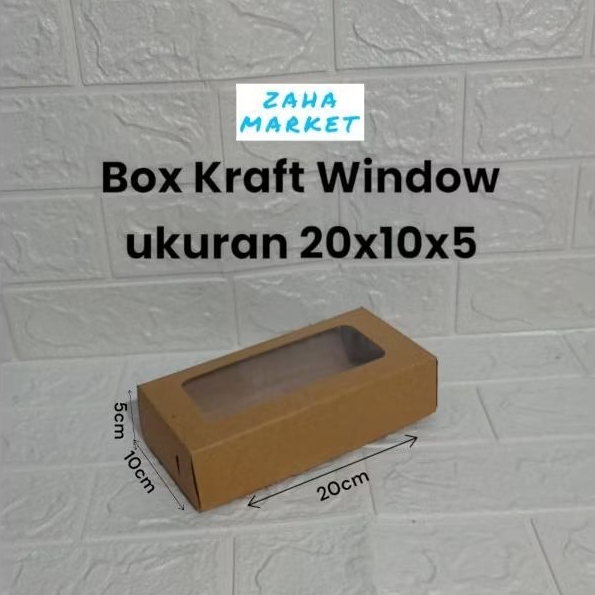 

Box kraft window ukuran 20x10x5 laminasi - kemasan kue,brownies.