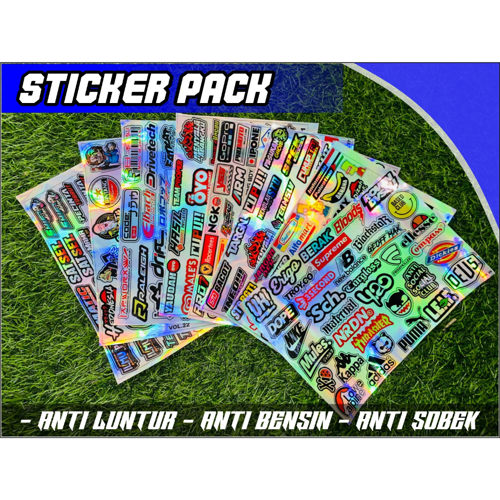 

STIKER SPONSOR PACK HOLOGRAM CHROME PELANGI - STICKER BAHAN MENYALA PREMIUM MURAH ANTI LUNTUR