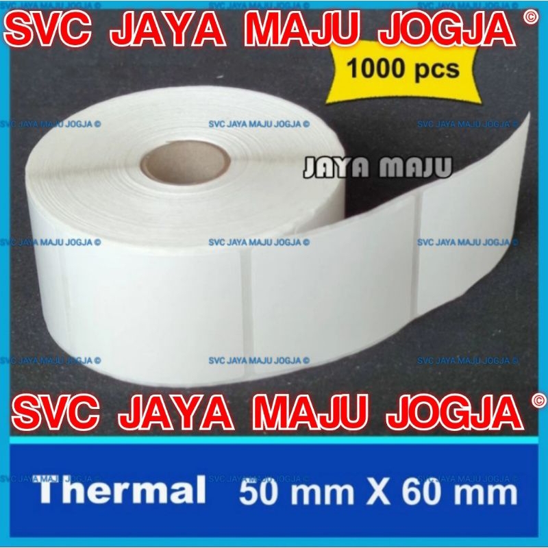 

50 X 60 THERMAL TOP COAT - 1 LINE - FACE OUT - ISI 1.000 PCS || CORE 1" || LABEL BARCODE TANPA RIBBON DIRECT THERMAL - TAG HARGA BAJU DISTRO FASHION PABRIK GARMEN KONVEKSI PAKAIAN TOKO ROTI MAKANAN LABEL OBAT || 50X60 50x60mm 5X6 5 X 6
