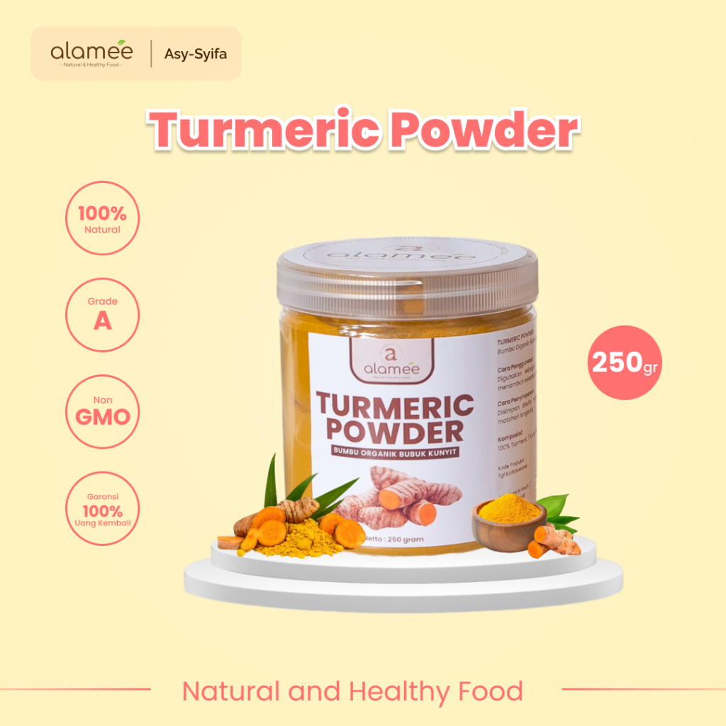 

Kunyit Bubuk Turmeric Powder Ground Bumbu Dapur Organnik Rimpang Rempah Murni Asli Tanpa Campuran