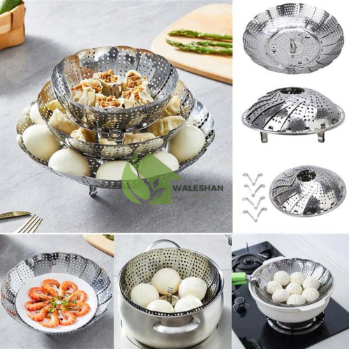 Alat Masak Steaming Tray Nampan Stainles Lipat Alat Pengukus Masak Rebusan Kepiting Kukus Dimsum Mak