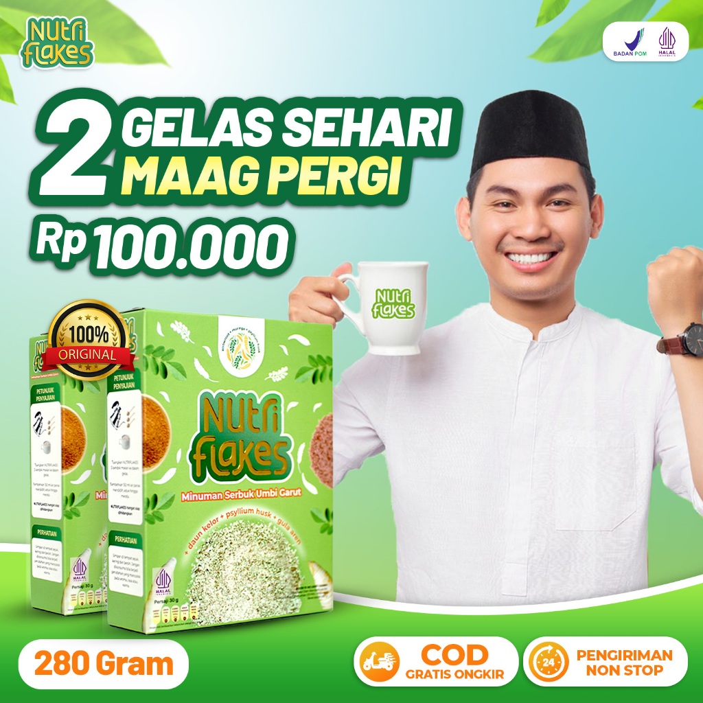 

Paket 1 Box Nutriflakes Sereal Umbi Garut Ampuh Mengatasi Asam Lambung Gerd Dan Maag