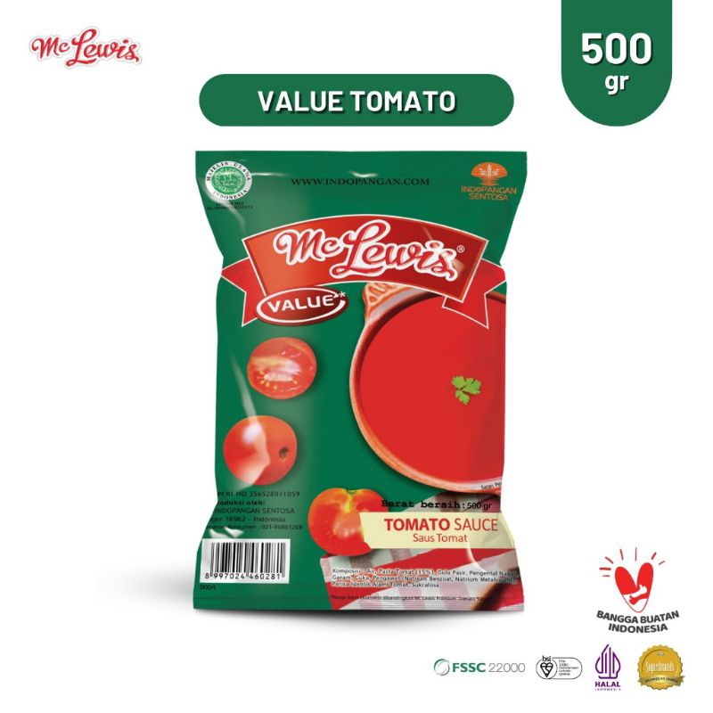 

Mc Lewis/McLewis Saus Tomat Bantal Value Tomato Sauce 1 Kg Halal BPOM