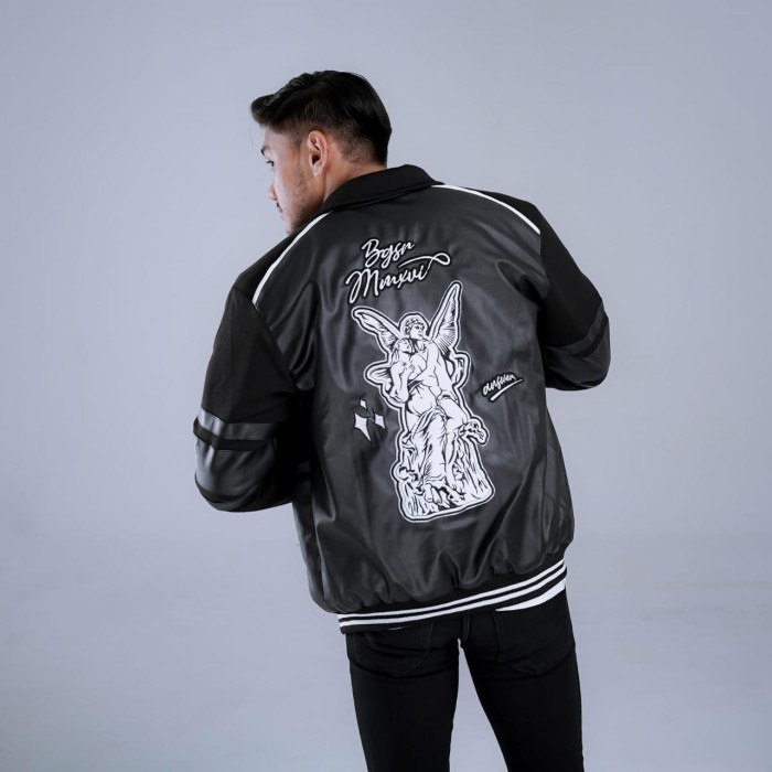 JAKET SEMI KULIT BORDIR PRIA WANITA JAKET BORDIR ANGEL