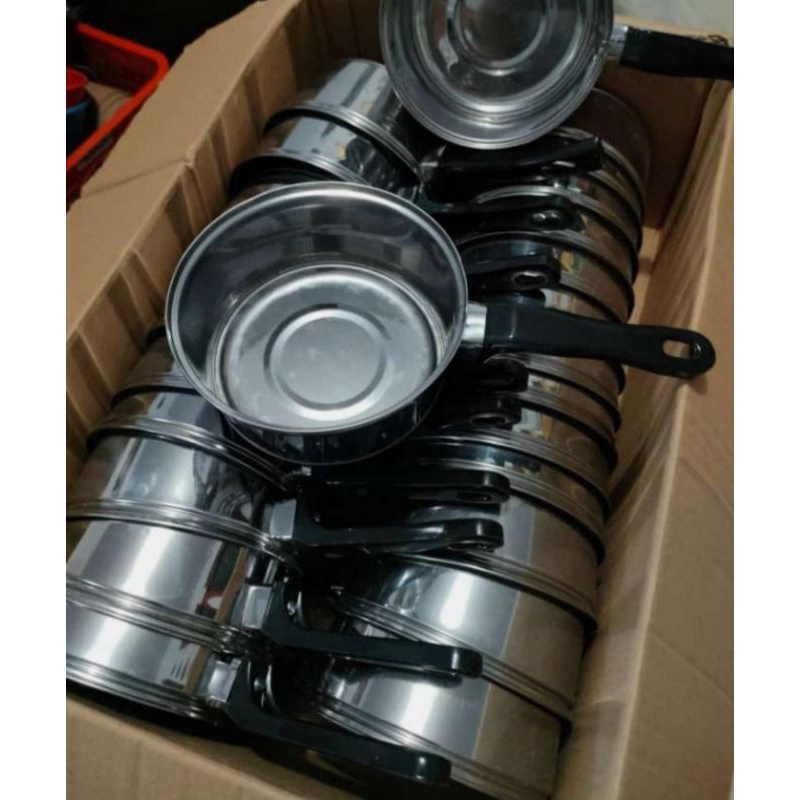 PANCI MASAK AIR BAHAN STAINLESS STEEL GAGANG PLASTIK.