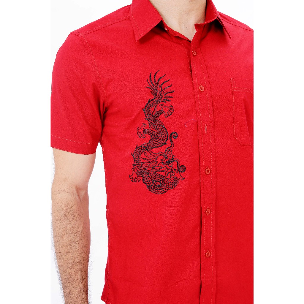 Kemeja Bordir Naga Lengan Pendek BRT