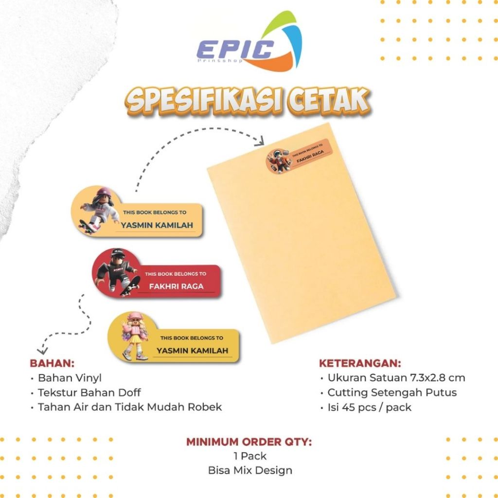 

Stiker Nama Buku Sekolah Anak