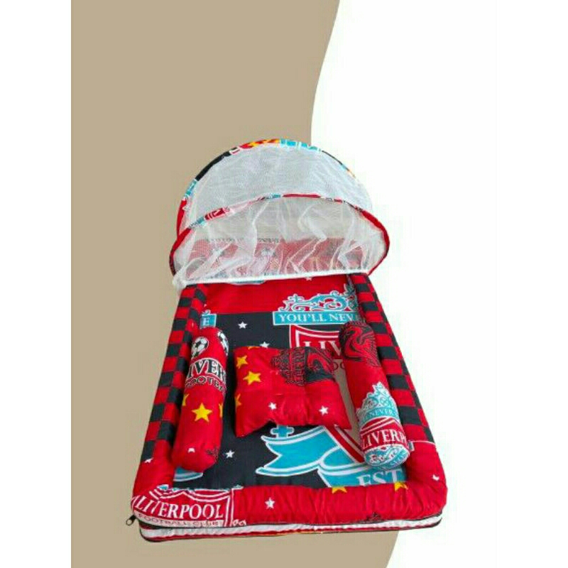 Kasur Kelambu Bayi Set Bantal Guling PREMIUM / Kasur Lipat Kelambu Bayi / Kasur Kelambu