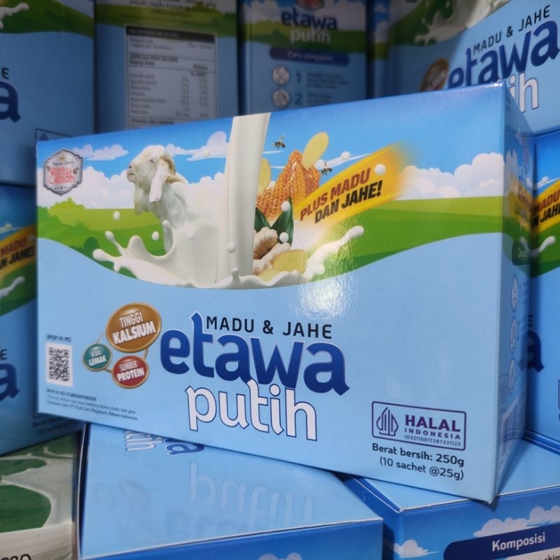 

Etawa Putih 250g ( madu & jahe ) | Ratu Lebah | susu kambing etawa | Varian Rasa Vanilla & Jahe | Isi 10 Sashet (25g/Sashet) | Sumber protein | Tinggi kalsium | rendah lemak | anak-anak & dewasa | Bagus untuk kesehatan tubuh