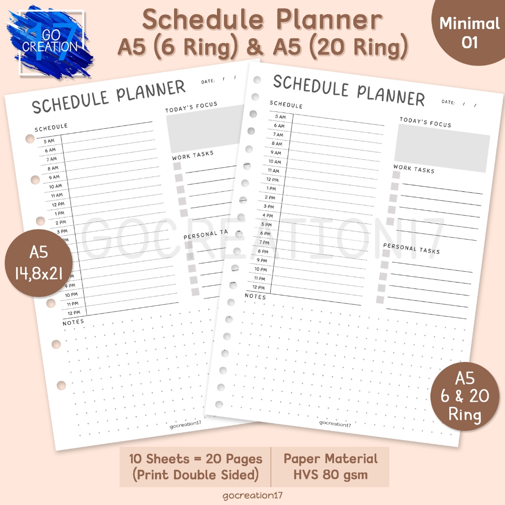

Buku Planner Kertas Isi Binder Schedule Plan Simple Minimalis A5