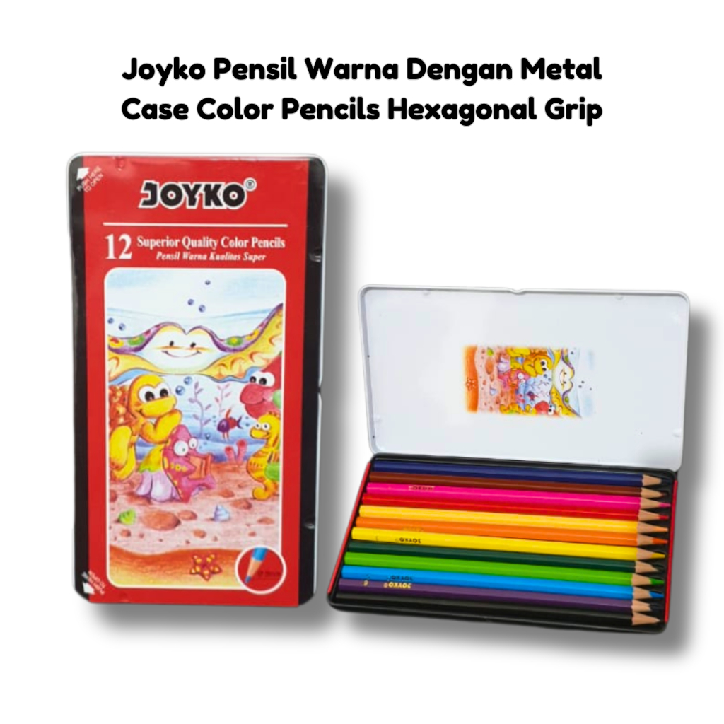 

Joyko Pensil Warna Dengan Metal Case Color Pencils Hexagonal Grip Cp-12Tc