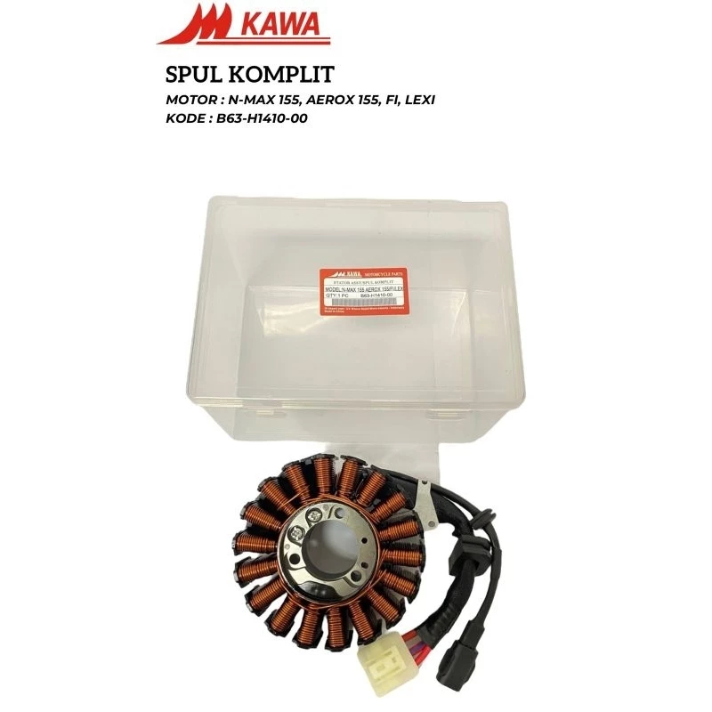 SPUL SPOOL KOMPLIT / STATOR ASSY NMAX 155 OLD | AEROX 155 | LEXI KABEL PENDEK [B63-H1410-00] MERK KA
