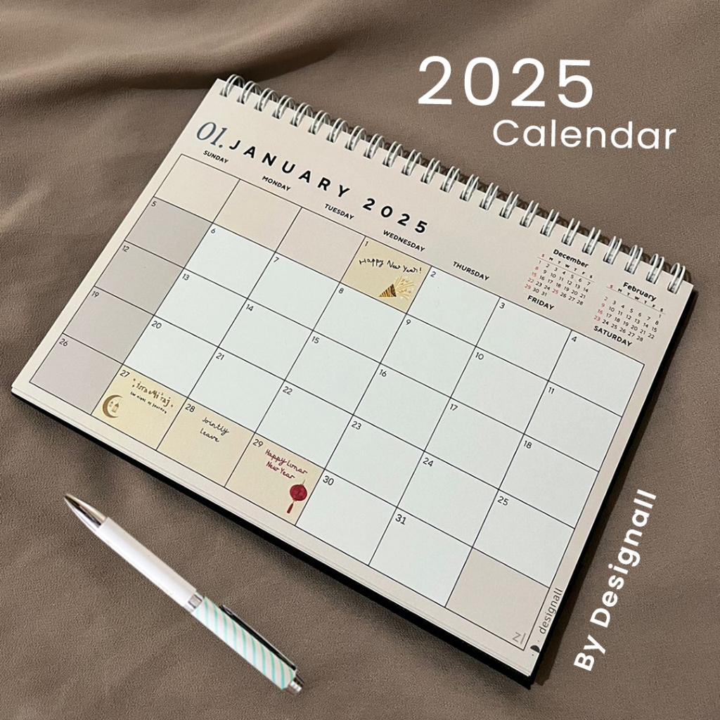 

Designall Kalender Meja / Kalender Duduk Custom Aesthetic Tahun 2025 Spiral YH