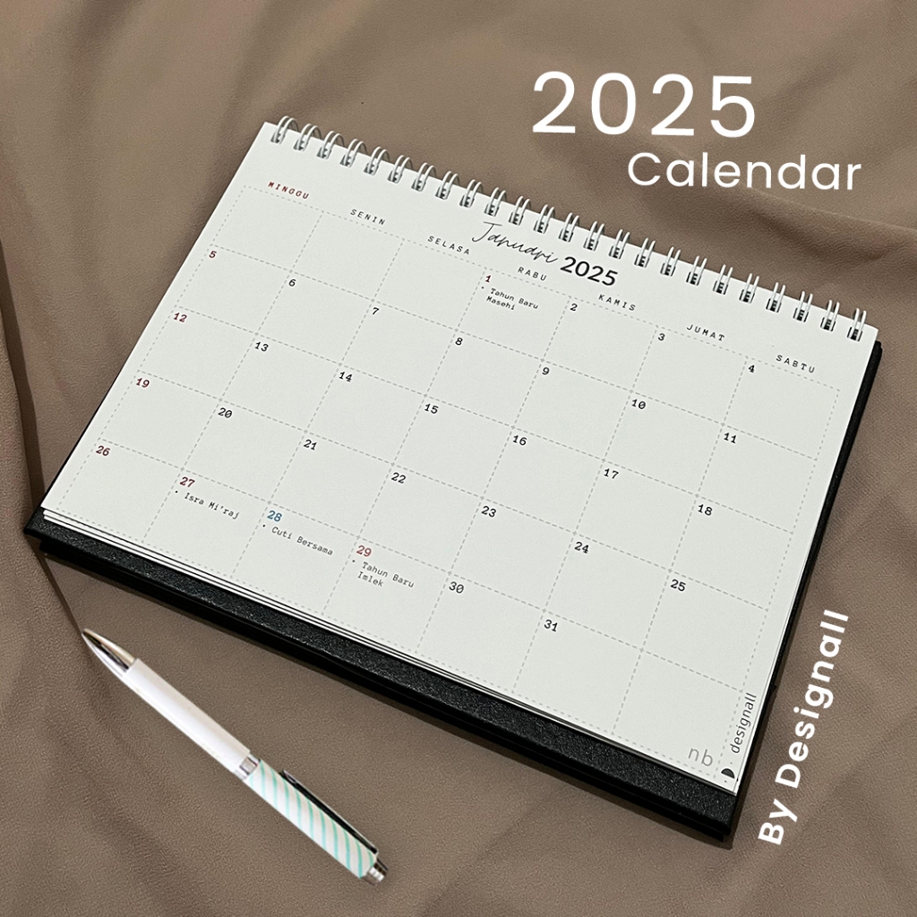 

Designall Kalender 2025 Aesthetic Meja / Kalender Duduk Spiral NB