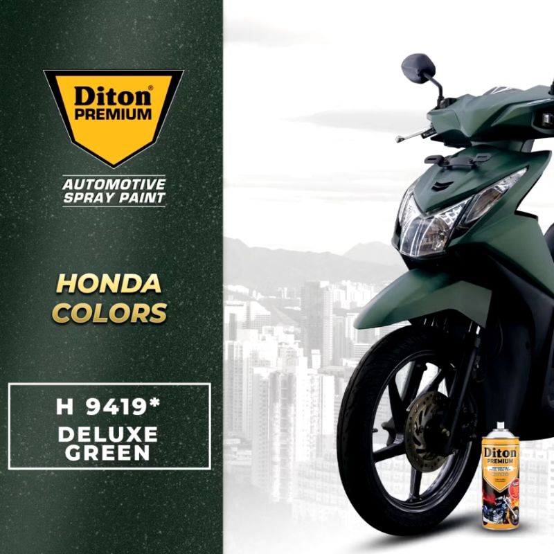 DITON PREMIUM H 9419 DELUXE GREEN CAT SEMPROT SPRAY PAINT WARNA HIJAU DOFF SATIN HONDA BEAT tahan ca