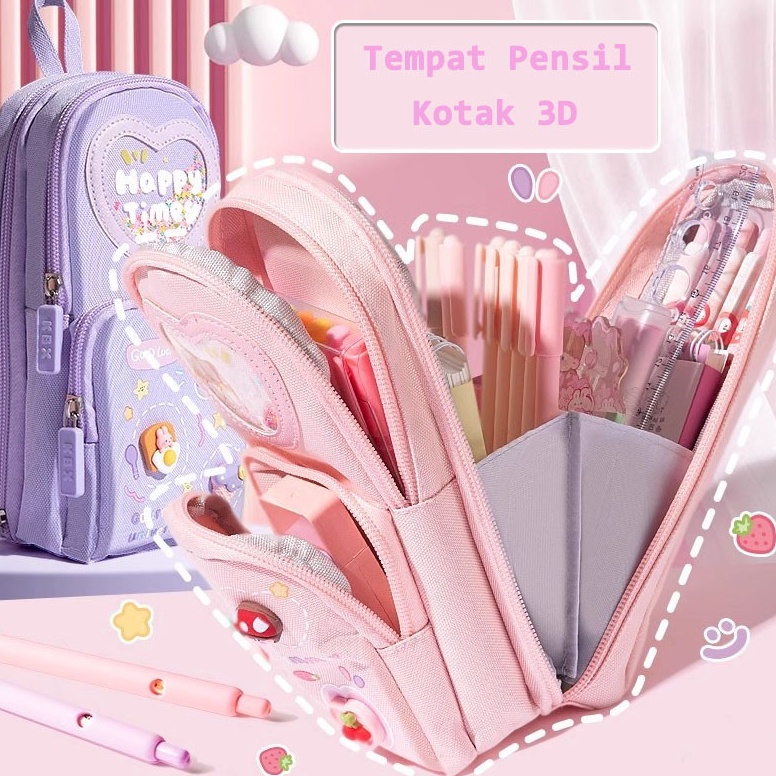 

KODE N13G Tempat Pensil Kotak 3D Anak Lucu Besar Fun Korea Bag Model Pensil Kanvas 6 Kamar Sekolah Dasar Kotak Pensil Siswa