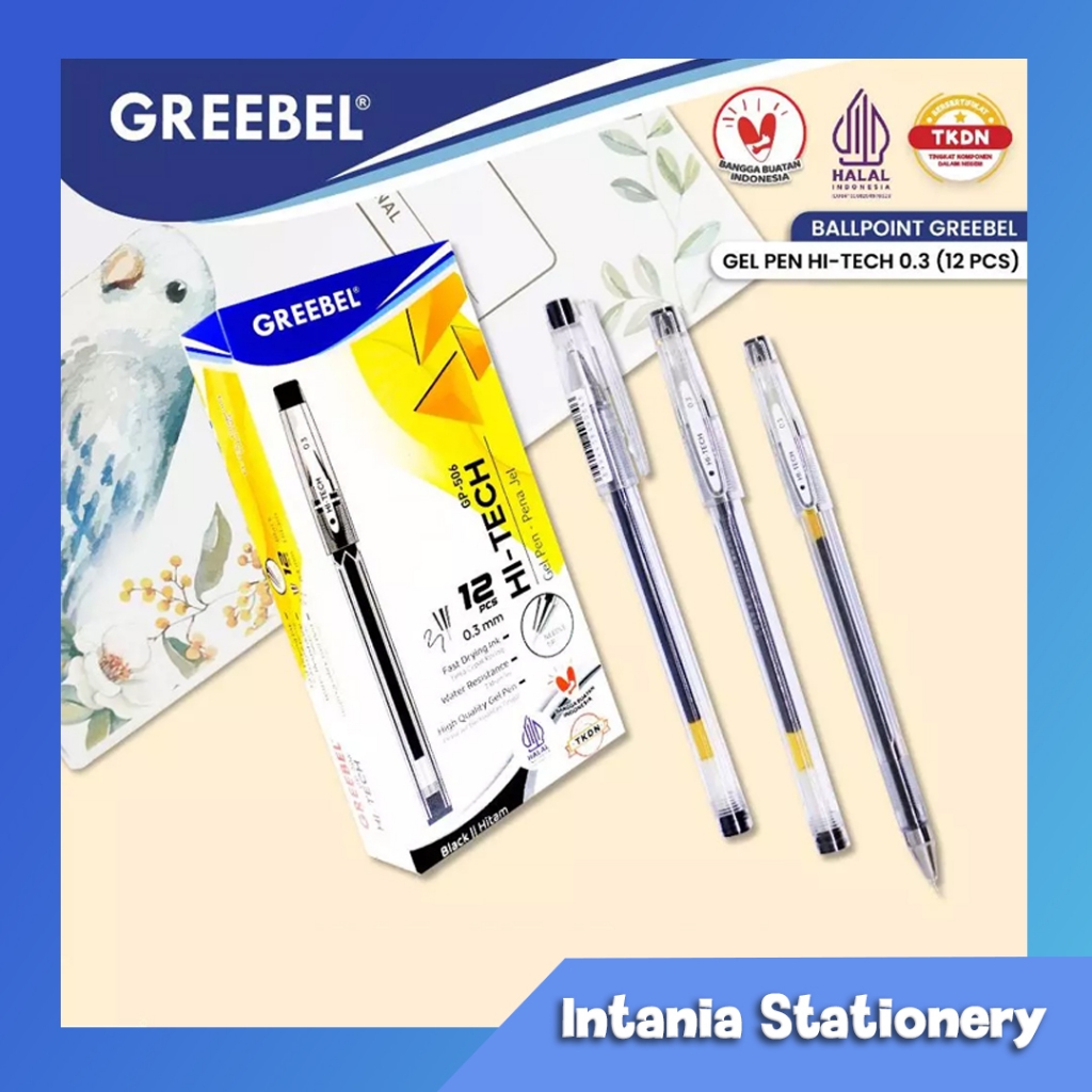 

GREEBEL PULPEN GEL / Gel Pen Hi-Tech GP-506 0.3 Biru (12PCS/SET) / Ballpen Gel Ballpoint Bolpen Bolpoin Pena Gel